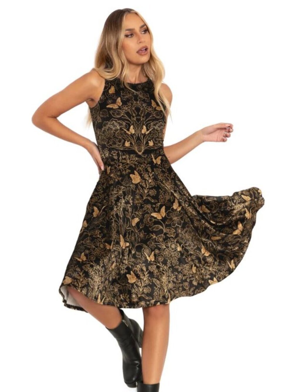 Golden Garden Velvet Princess Dress -M